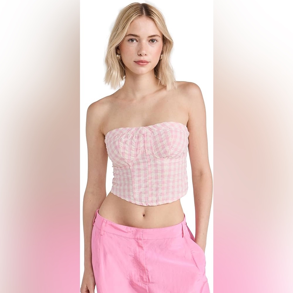FREE PEOPLE: Leilani Gingham Tube Top